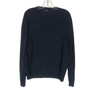 Express Blue Merino Wool Sweater Men's‎ Size XL/TG V-Neck Long Sleeve